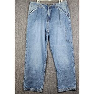 Brooklyn Xpress Carpenter Jeans Mens 42x34 Blue Wide Leg Utility Denim Workwear